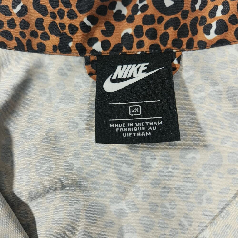 Nike Jacket Womens 2X Brown Black Leopard Print Windbreaker CD3683-754 - Picture 3 of 9
